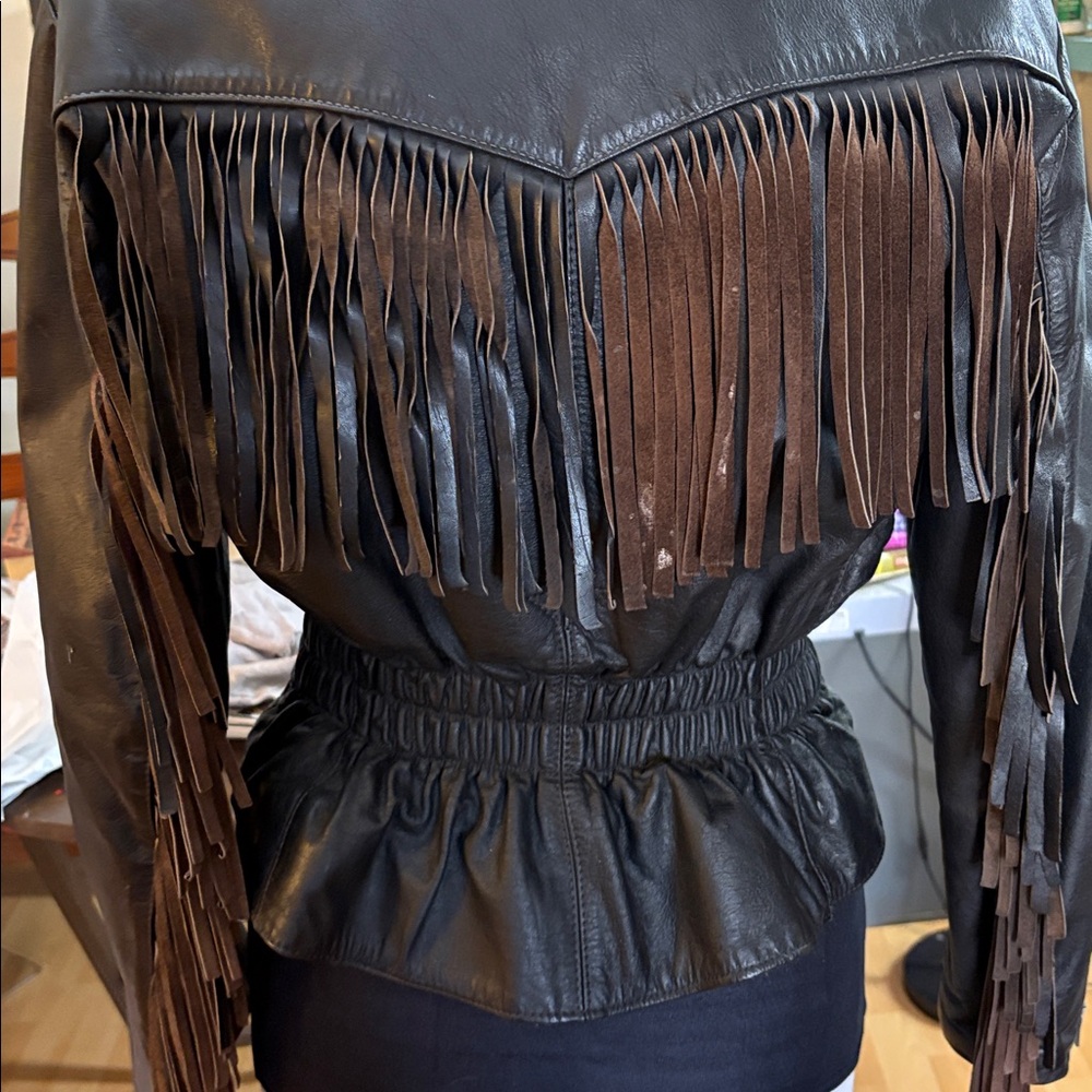 All American Rider Black Leather Fringe Jacket M - Picture 10 of 14
